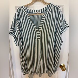 Jane + Delancey flowy striped green shirt